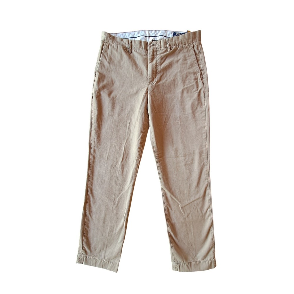 Polo Ralph Lauren Stretch Straight Fit Chino Pants Tan Khaki Mens 34x32 Mens